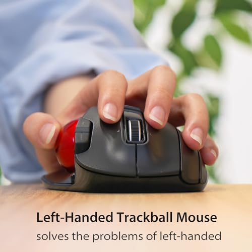 ELECOM EX-G Left-Handed Wireless Trackball Mouse for Ergonomic Gaming Tilt Scroll and Programmable Buttons |4GHz USB Wir