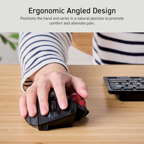 ELECOM EX-G Pro Trackball Mouse Wireless for PC Laptop Mac Users Wired Bluetooth USB Connection Ergonomic Design 3 Devic